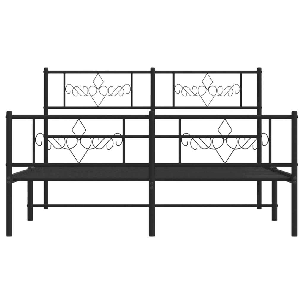 Bettgestell mit Kopfteil Metall Schwarz 100x190 cm