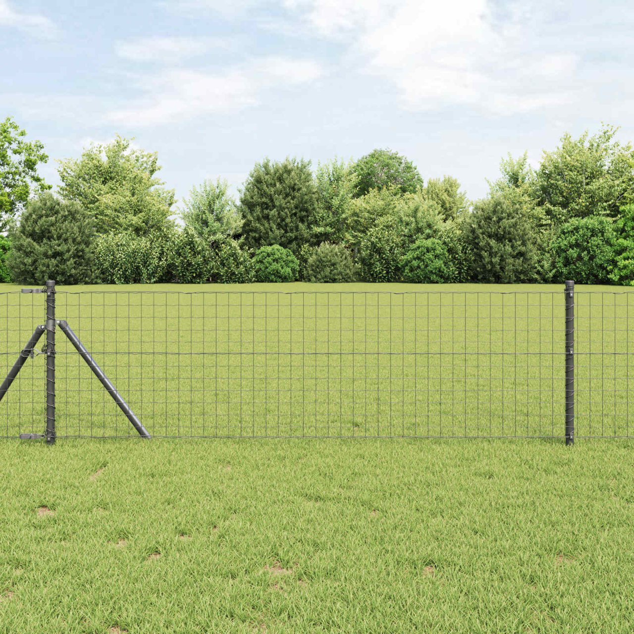 Zaunpfosten 2 pcs Grün 50 cm Pulverbeschichteter Stahl