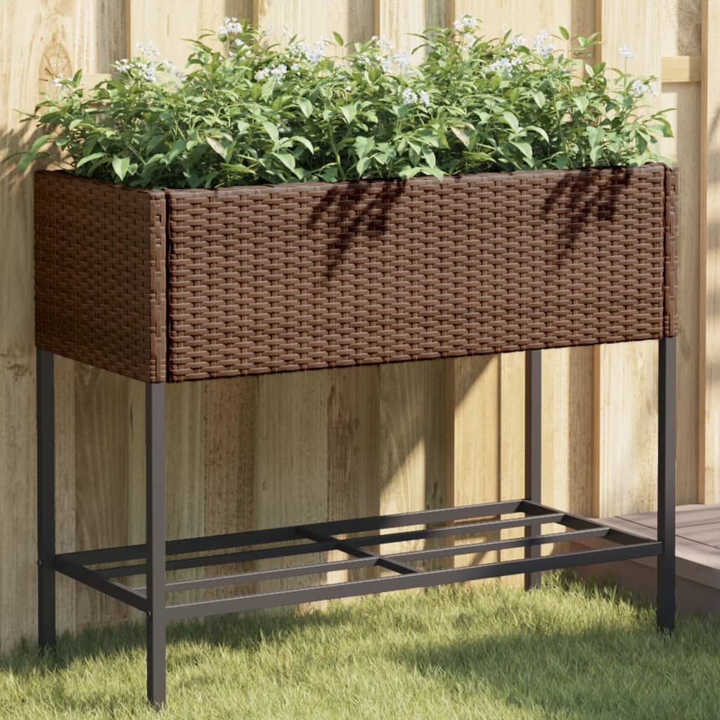 Hochbeete mit Ablage 2 Stk. Schwarz 70x28x70 cm Poly Rattan