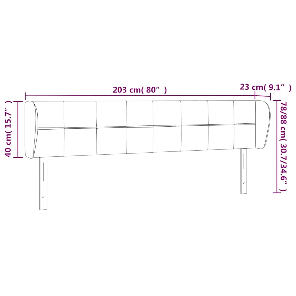 Kopfteil mit Ohren Dunkelblau 93x23x78/88 cm Samt