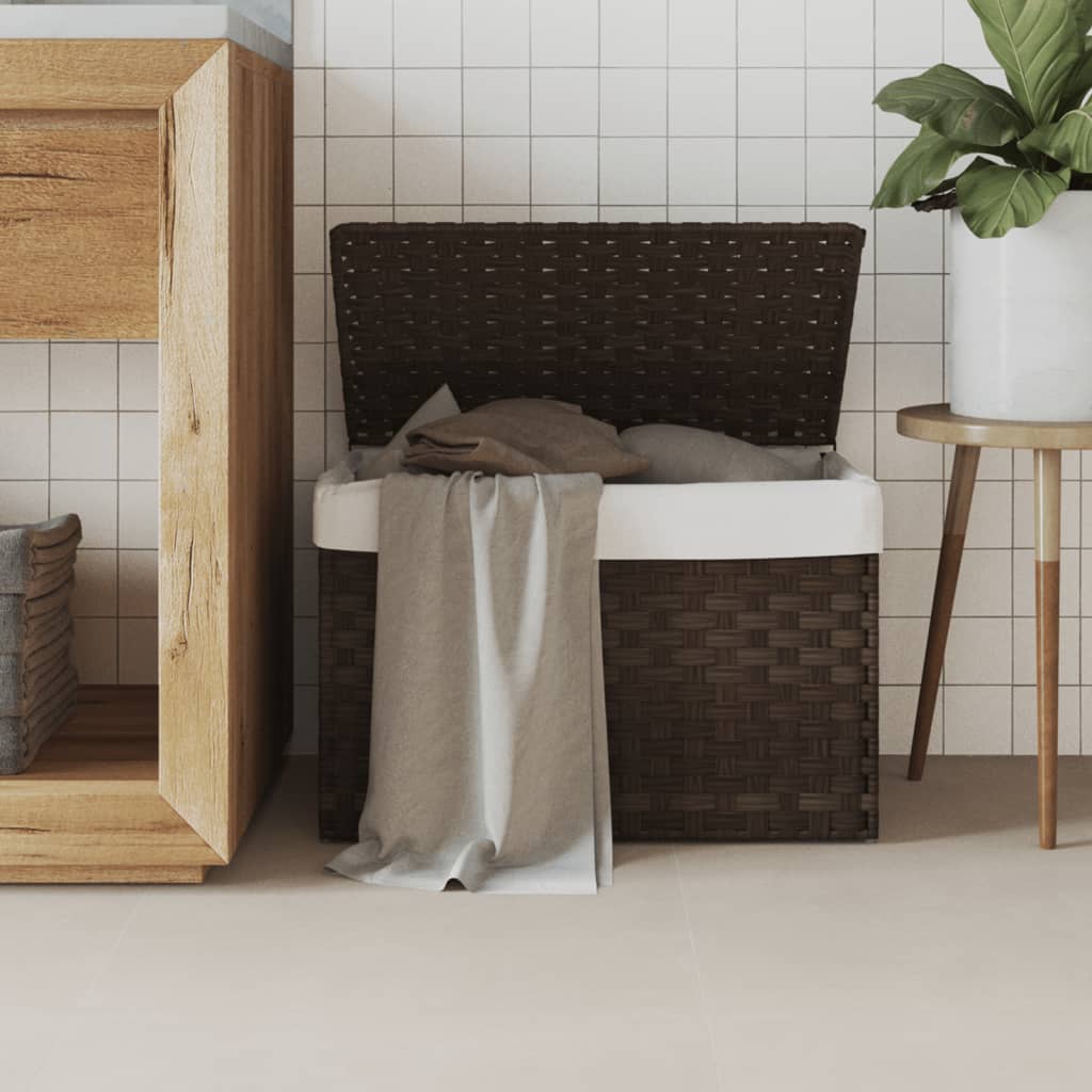 Wäschekorb mit Deckel 55,5x35x34 cm Poly Rattan
