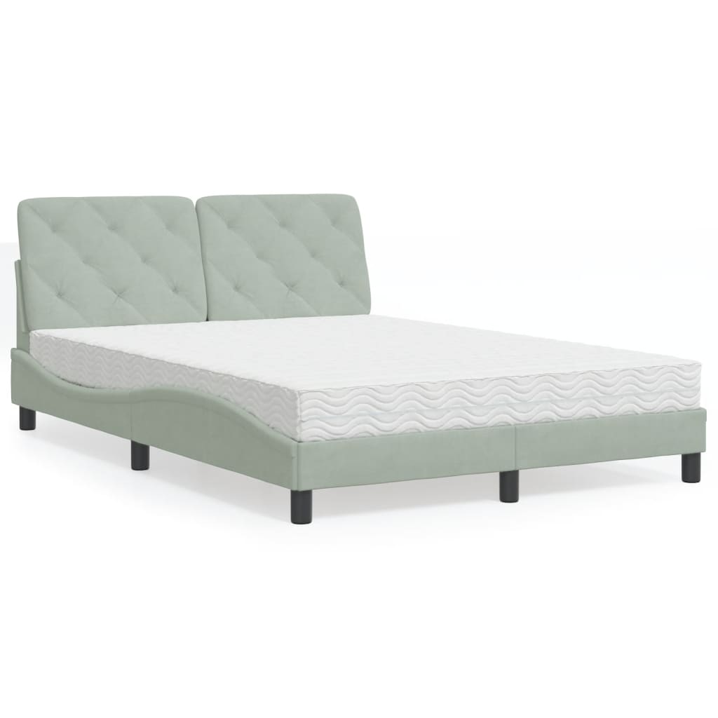 Bett mit Matratze Hellgrau 80x200 cm Samt