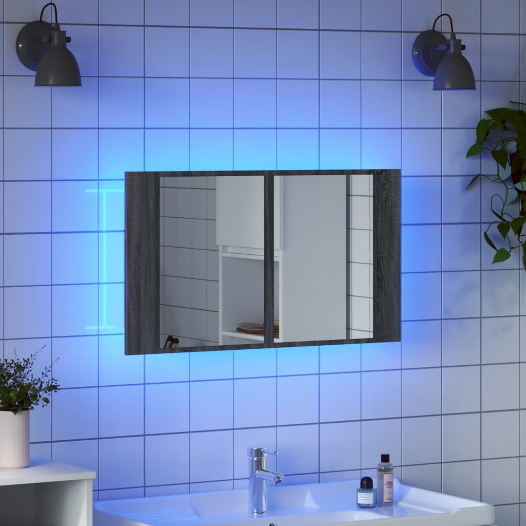 LED-Bad-Spiegelschrank Weiß 80x12x45 cm Acryl