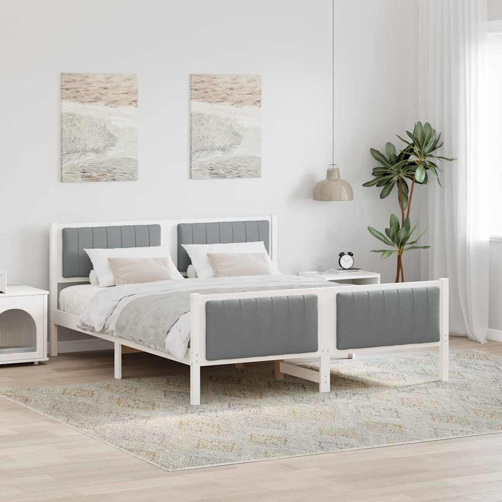 Bettgestell Braun und hellgrau 200 x 200 cm Massivholz Kiefer