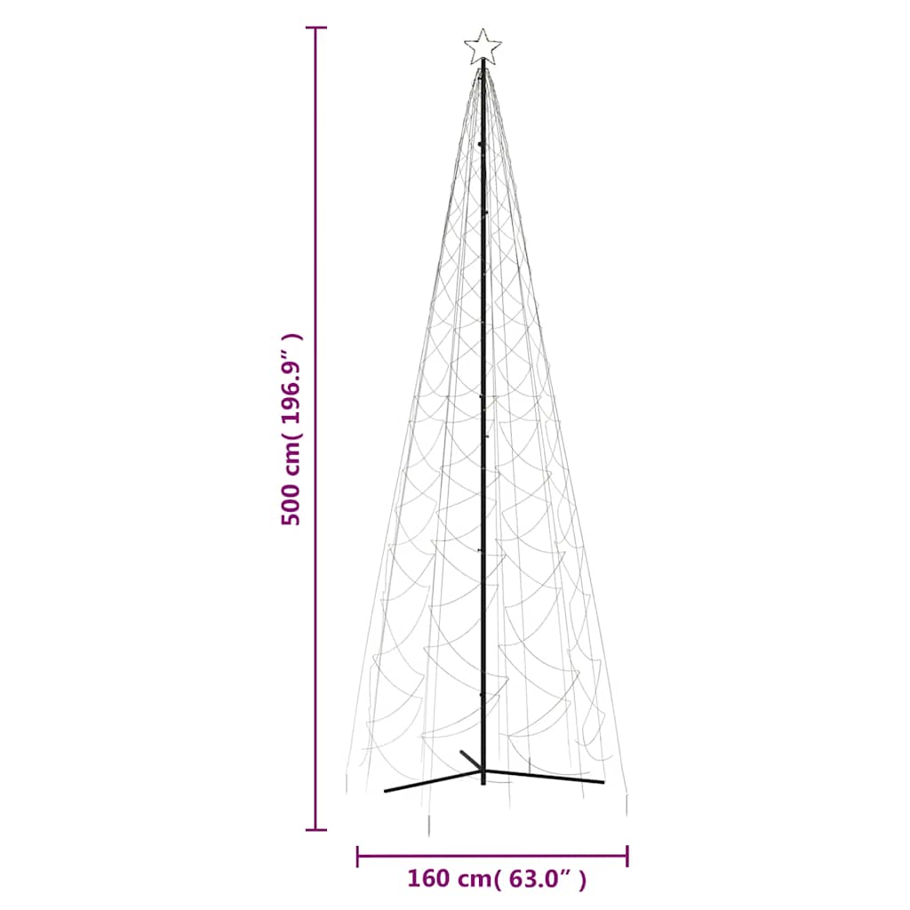 Weihnachtsbaum-Kegel Warmweiß 500 LEDs 100x300 cm