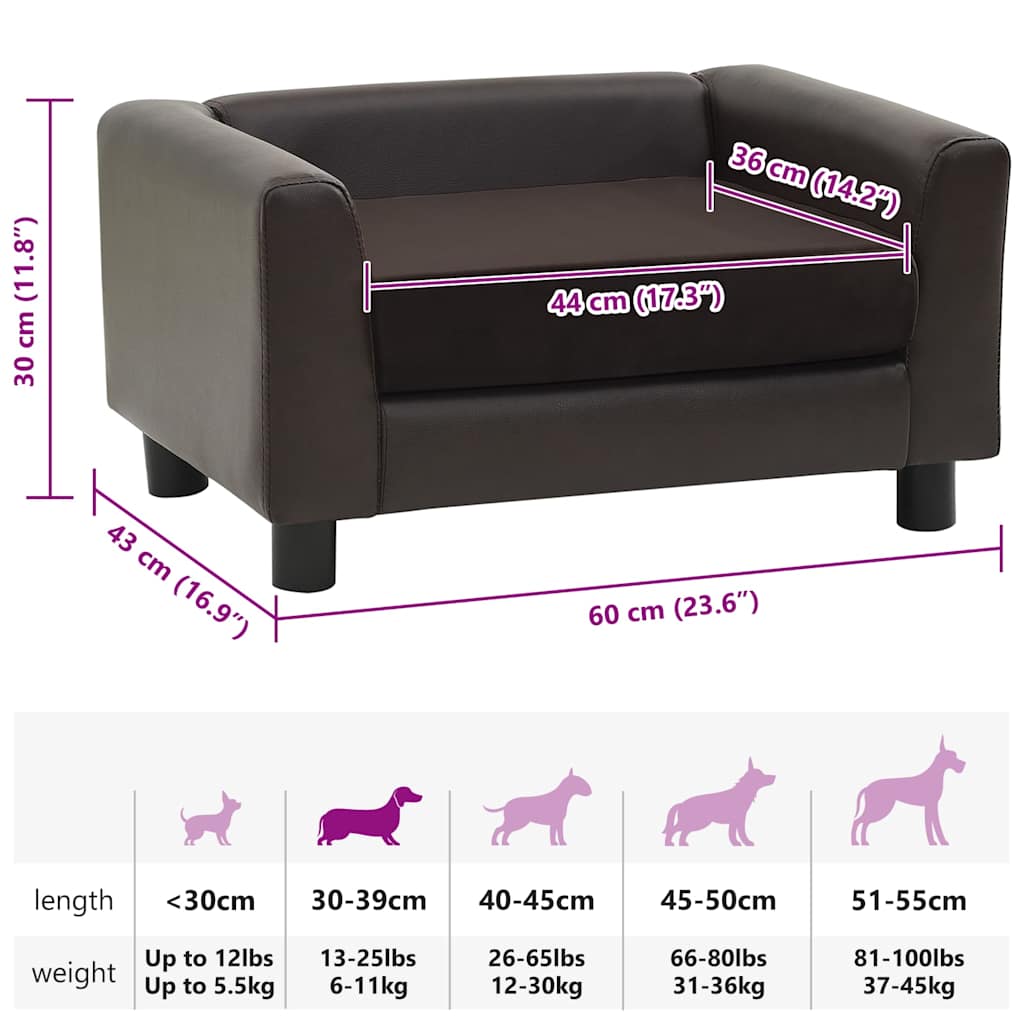 Hundesofa Schwarz 60x43x30 cm Plüsch und Kunstleder