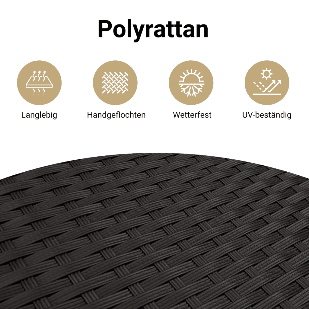Gartenhocker mit Kissen 4 Stk. Schwarz 41x41x36 cm Poly Rattan