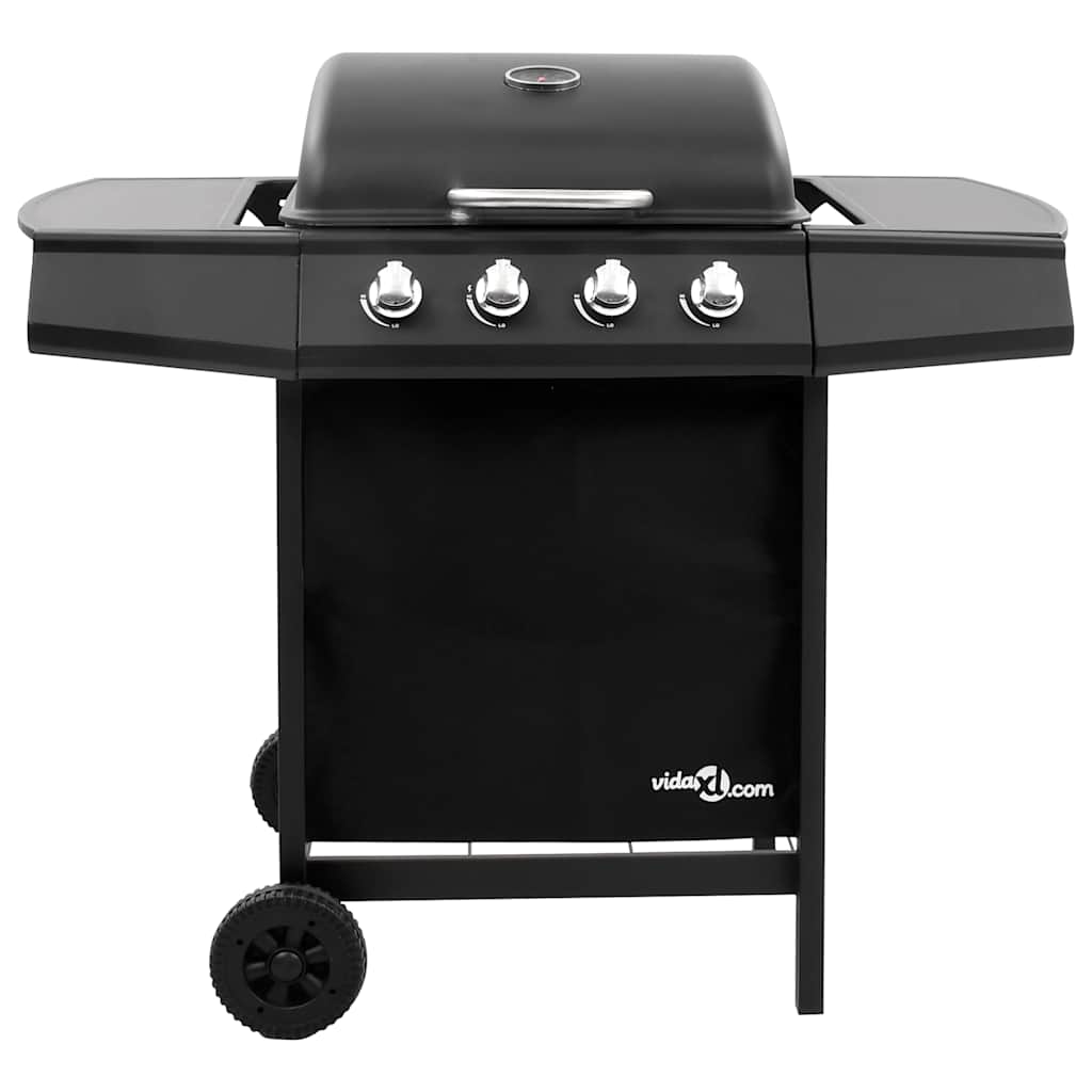 Gasgrill mit 4 Flammen Schwarz und Silbern