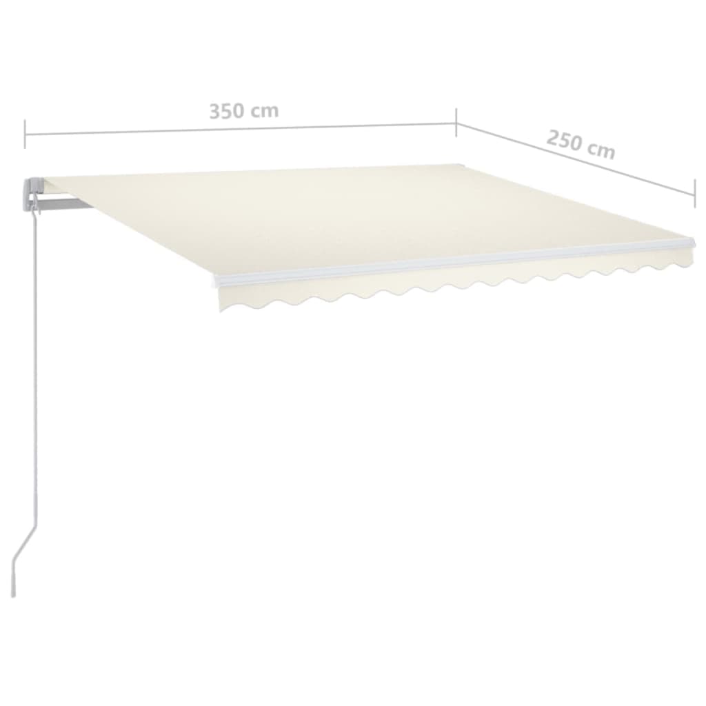 Markise Manuell Einziehbar mit LED 300x250 cm Blau und Weiß