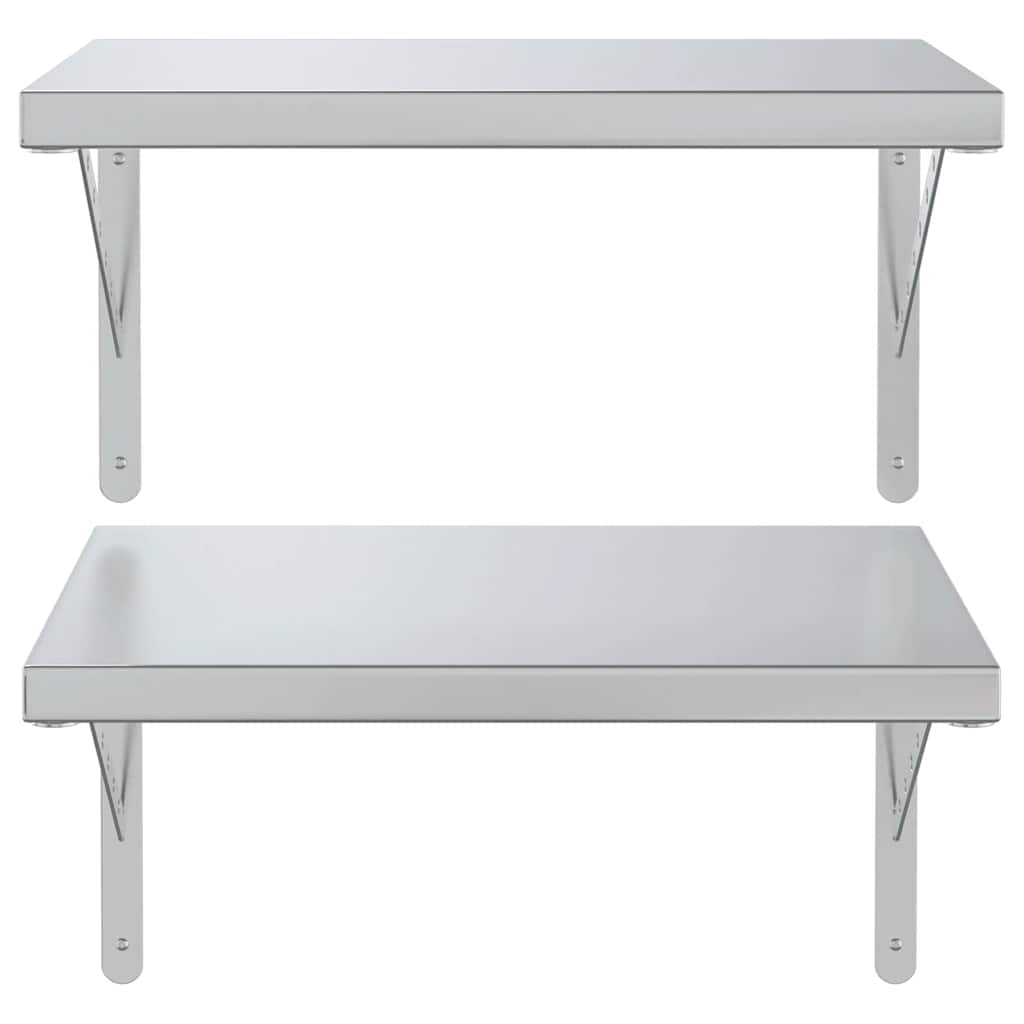 Wandregale 2 Stk. 100x40 cm Silbern Edelstahl
