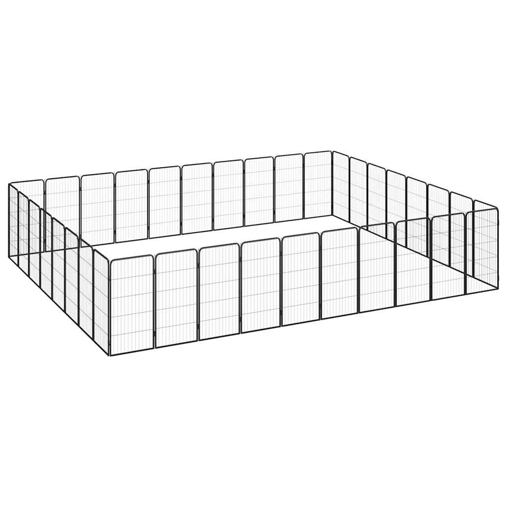 4-tlg. Hundelaufstall Schwarz 50x100cm Stahl Pulverbeschichtung