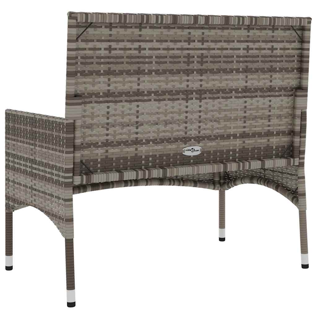 Gartenbank 2-Sitzer mit Kissen Braun Poly Rattan