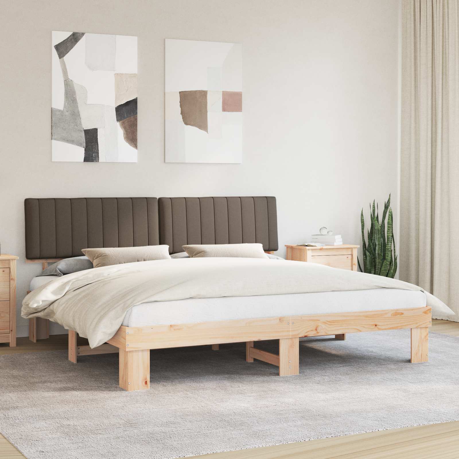 Bettgestell mit gepolstertem Kopfteil Hellgrau 200 x 200 cm