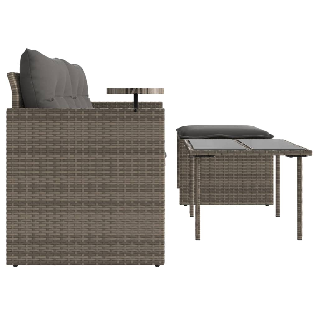 3-tlg. Garten-Sofagarnitur mit Kissen Schwarz Poly Rattan