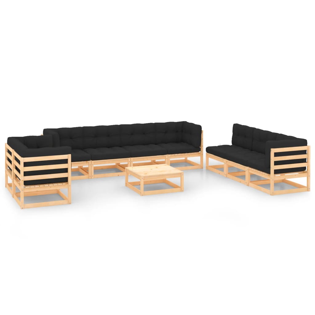 10-tlg. Garten-Lounge-Set Weiß Massivholz Kiefer