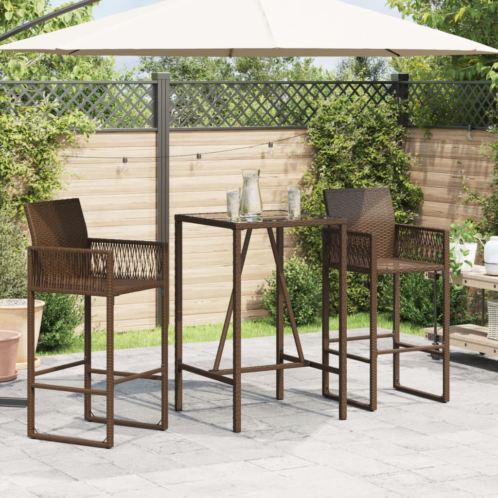 Bartisch mit Glasplatte Schwarz 110x70x110 cm Poly Rattan