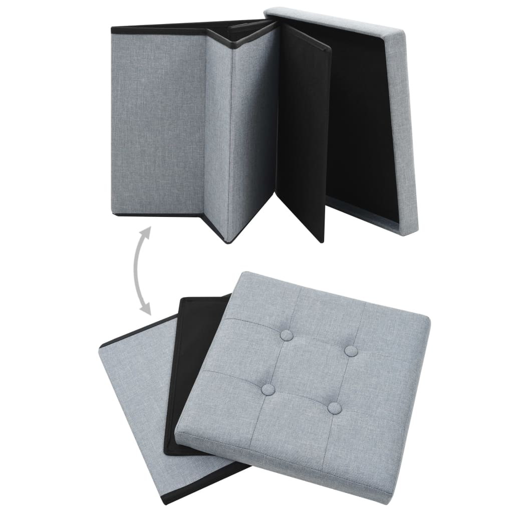Hocker mit Stauraum Cremeweiß Leinenoptik