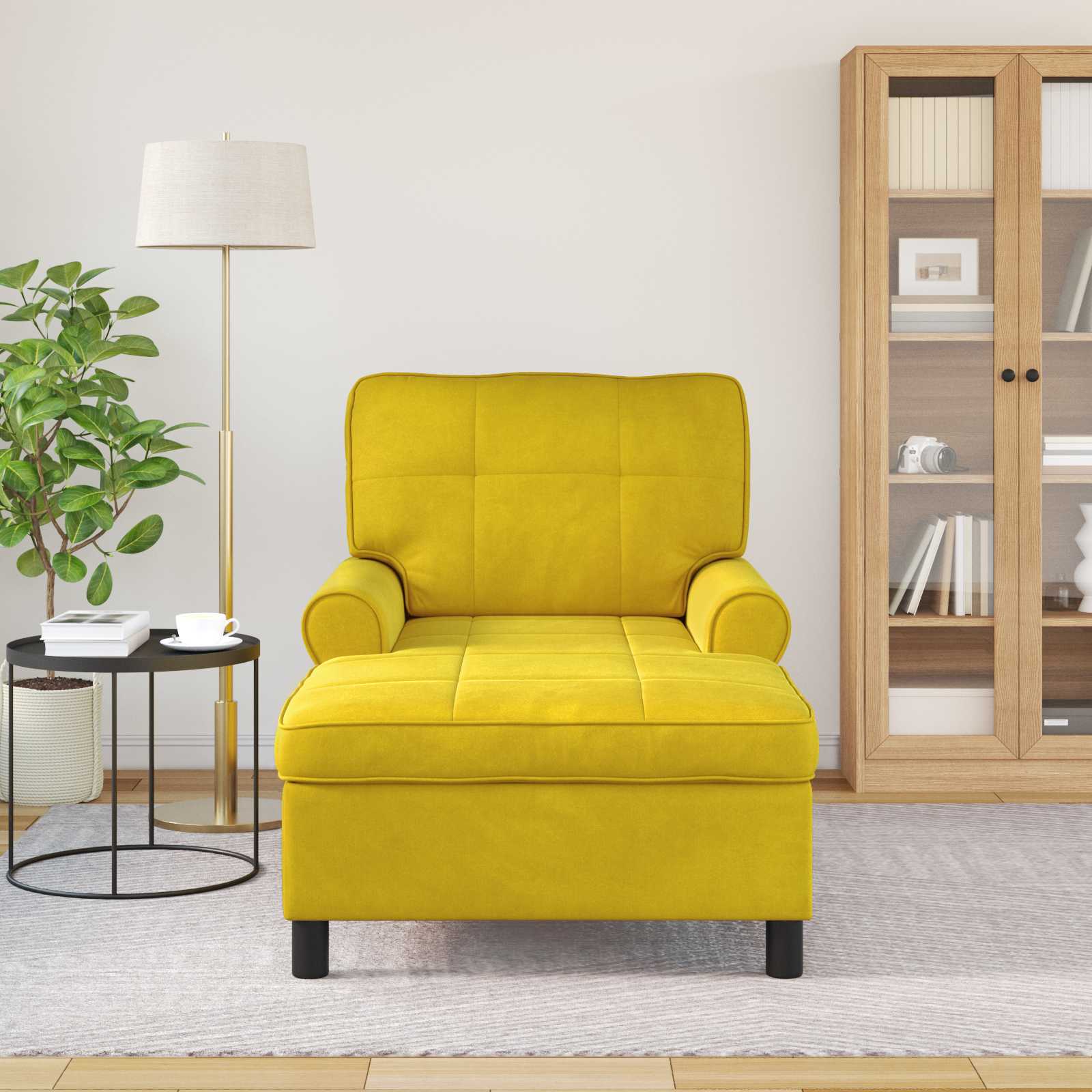 Lounge-Liege mit Kissen Hellgrau 91 x 157 x 91 cm Samt