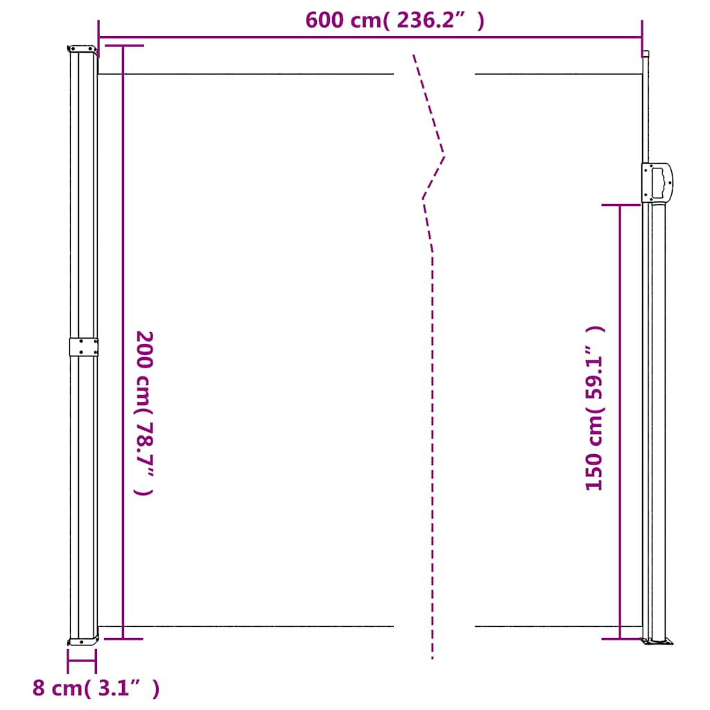 Seitenmarkise Ausziehbar Schwarz 100x300 cm
