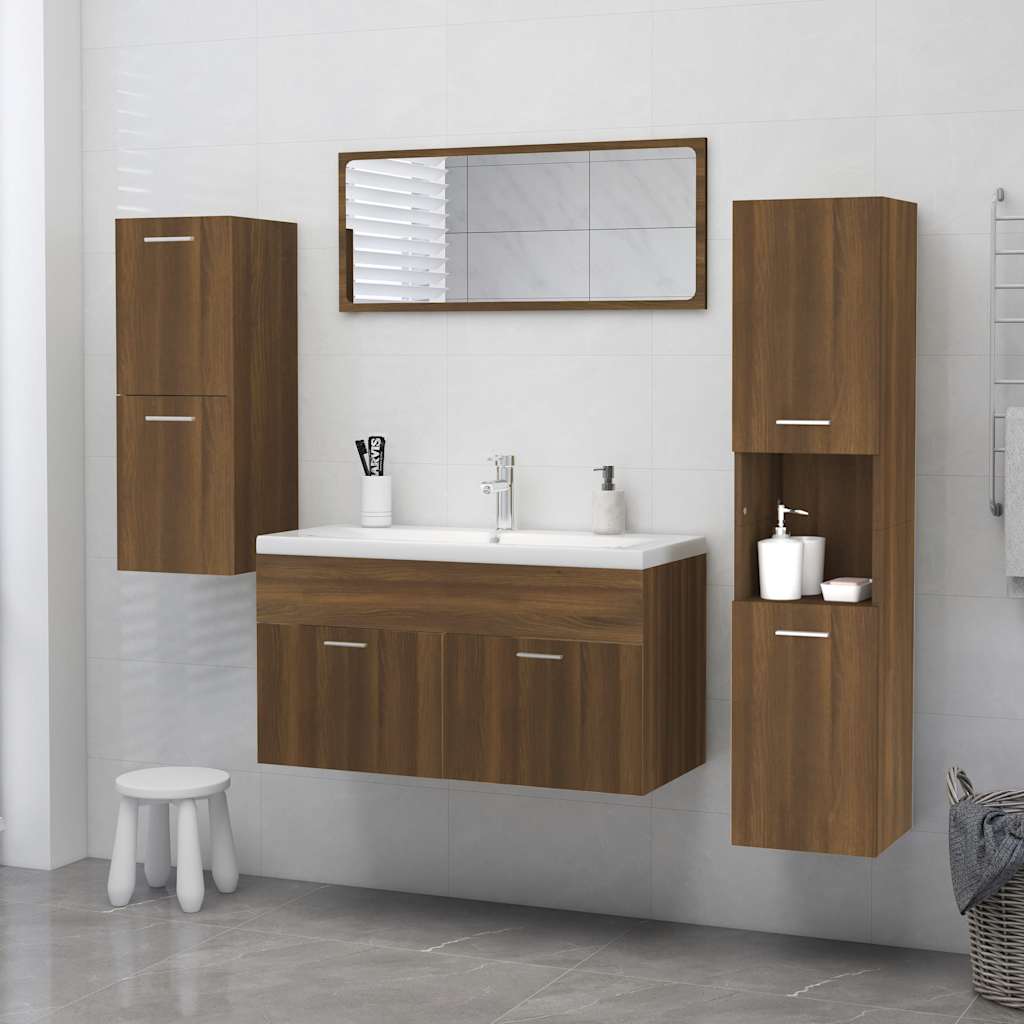 Badezimmerschrank Weiß 30x30x130 cm Holzwerkstoff