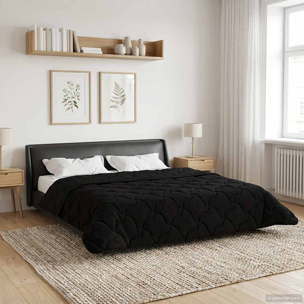 Sommerdecke Anthrazit 135 x 200 cm Mikrofaser und Teddy-Fleece