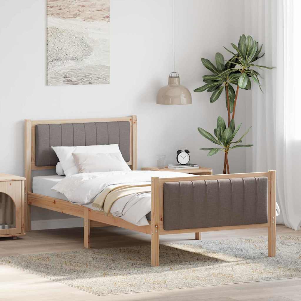 Bettgestell Braun und hellgrau 200 x 200 cm Massivholz Kiefer