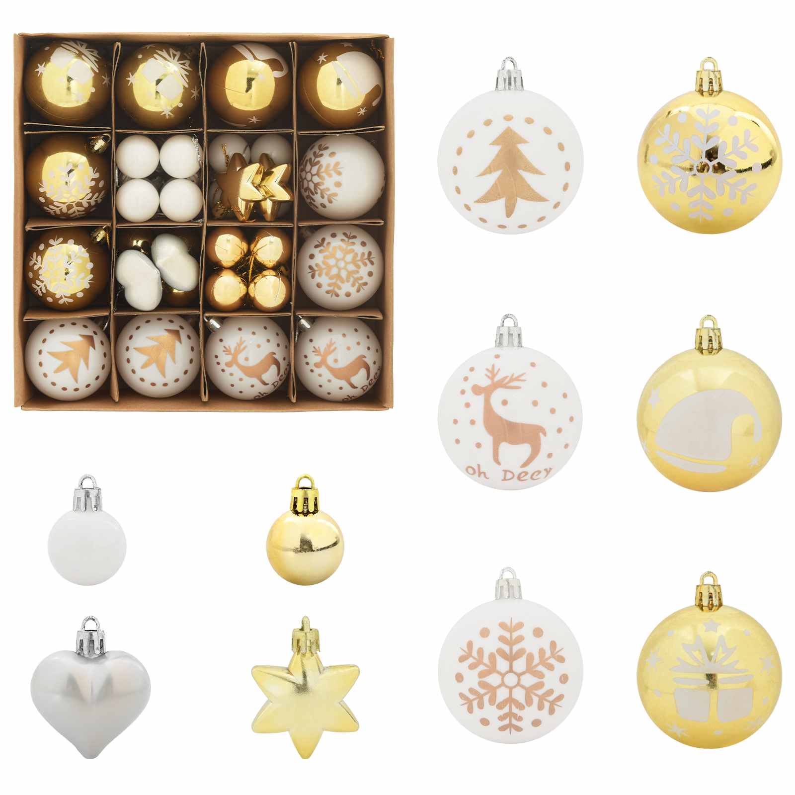Weihnachtskugel-Set 40 pcs Gold und Rot Kunststoff