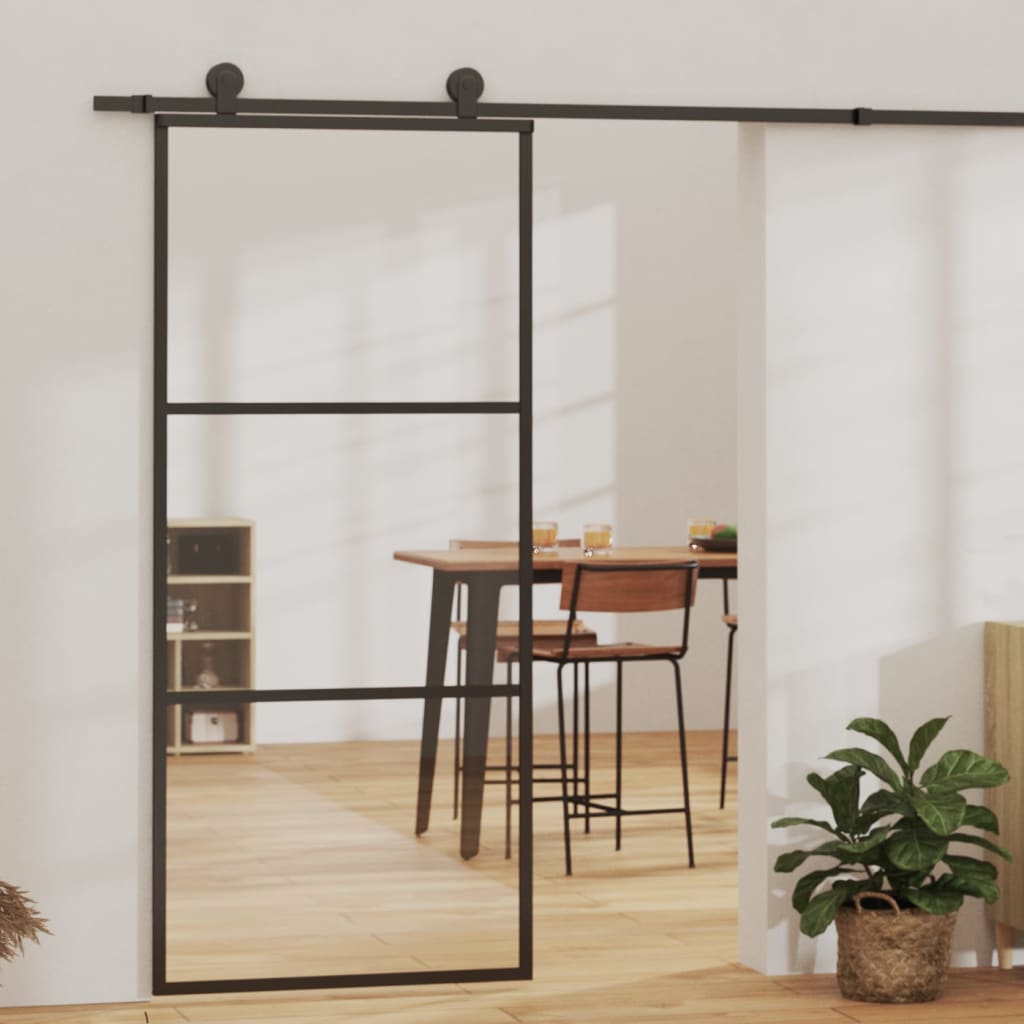 Schiebetür mit Beschlag ESG-Glas & Aluminium 76x205 cm