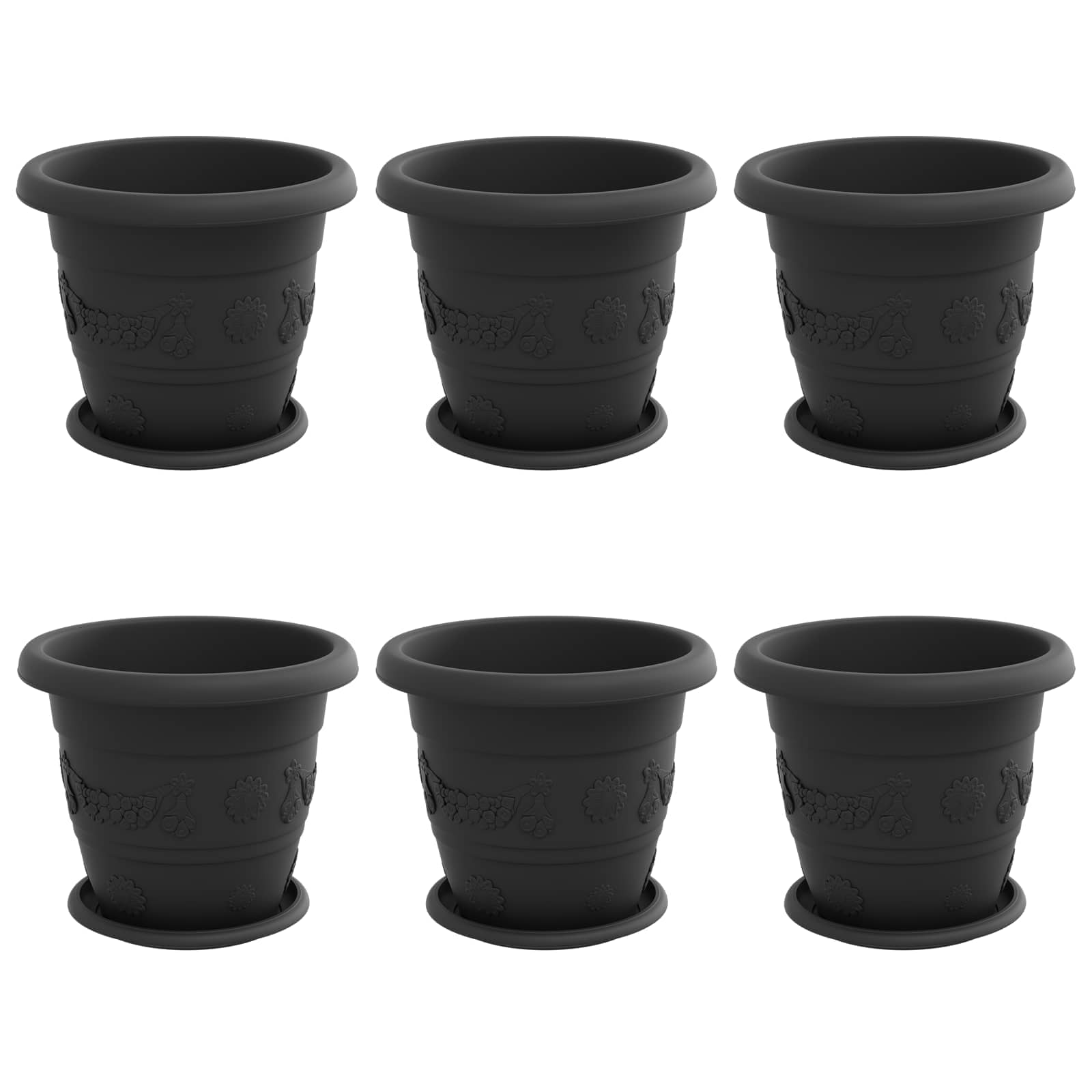 Blumentöpfe 6 pcs Ziegelrot Ø 22 x 18 cm Kunststoff