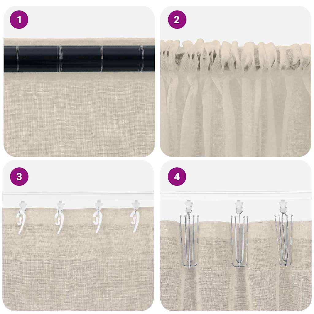 Voile-Vorhang mit Vorhängen 2 pcs Weiß 140 x 140 cm Polyester