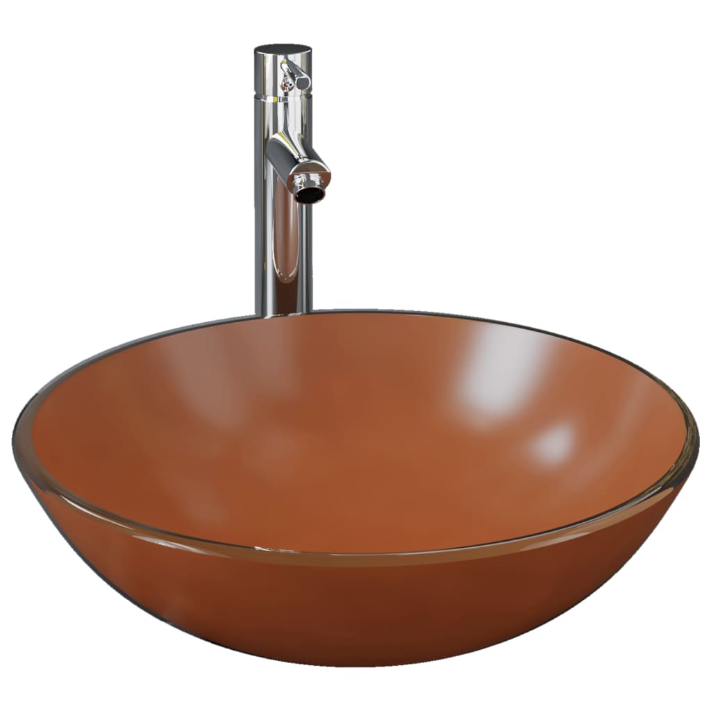Waschbecken mit Armatur und Ablaufgarnitur Hartglas