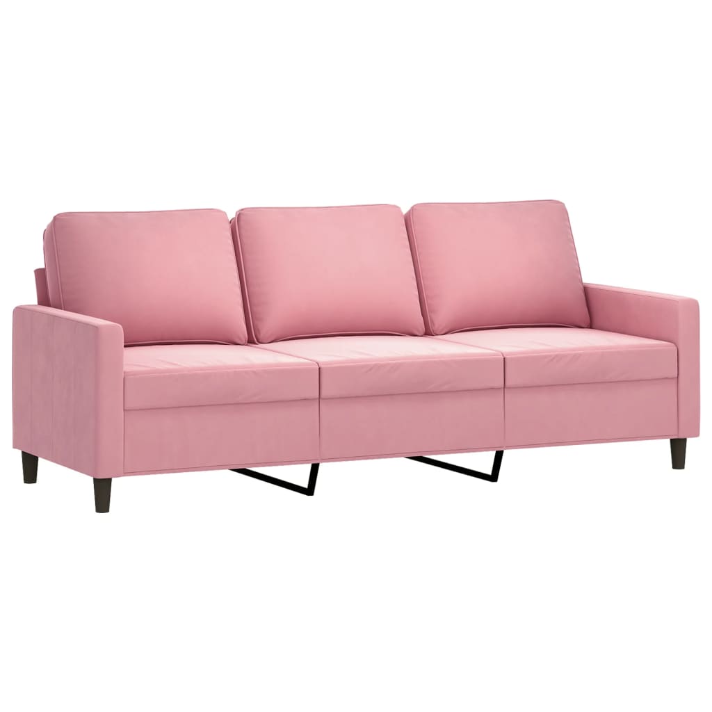 3-Sitzer-Sofa mit Hocker Rosa 180 cm Samt