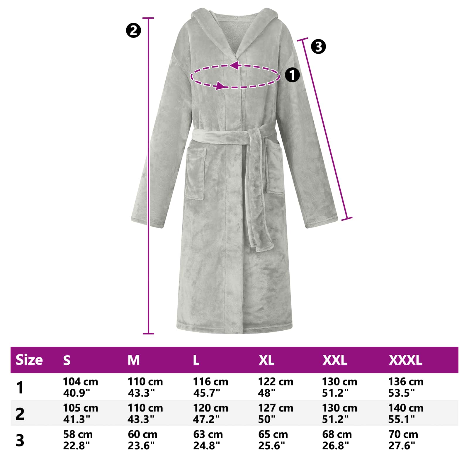 Bademantel Hoodie Beige S Flanell