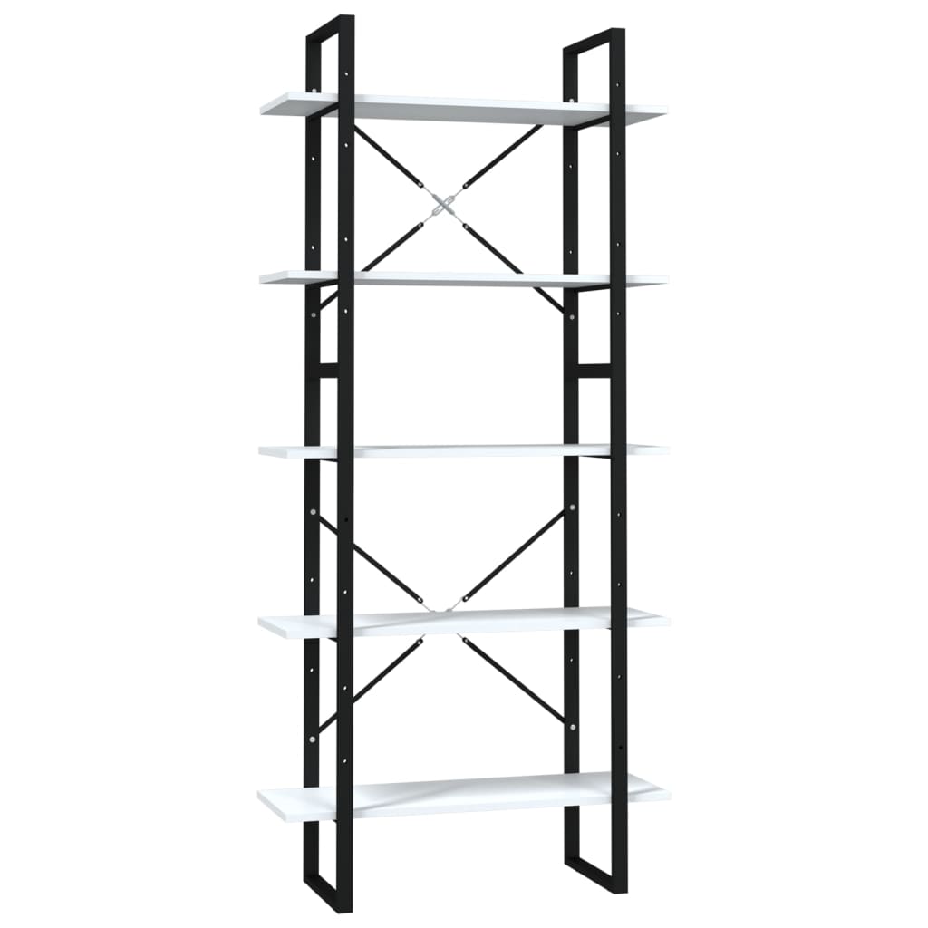 Bücherregal 5 Fächer Weiß 40x30x175 cm Holzwerkstoff