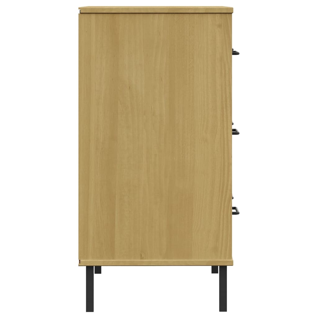 Sideboard OSLO mit 3 Schubladen Grau 77x40x79,5 cm Massivholz