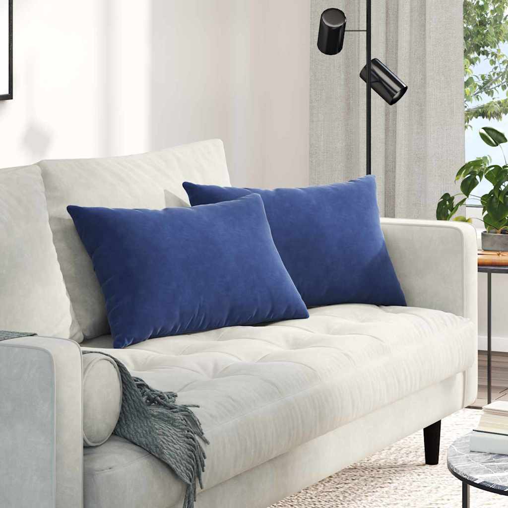 Sofakissen 2 Stück Blau 50 x 30 cm Cordstoff