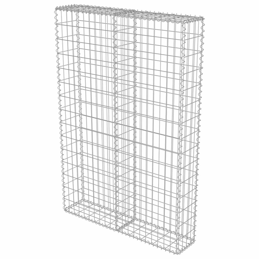 Gabionenwand mit Abdeckung Verzinkter Stahl 20×20×100 cm