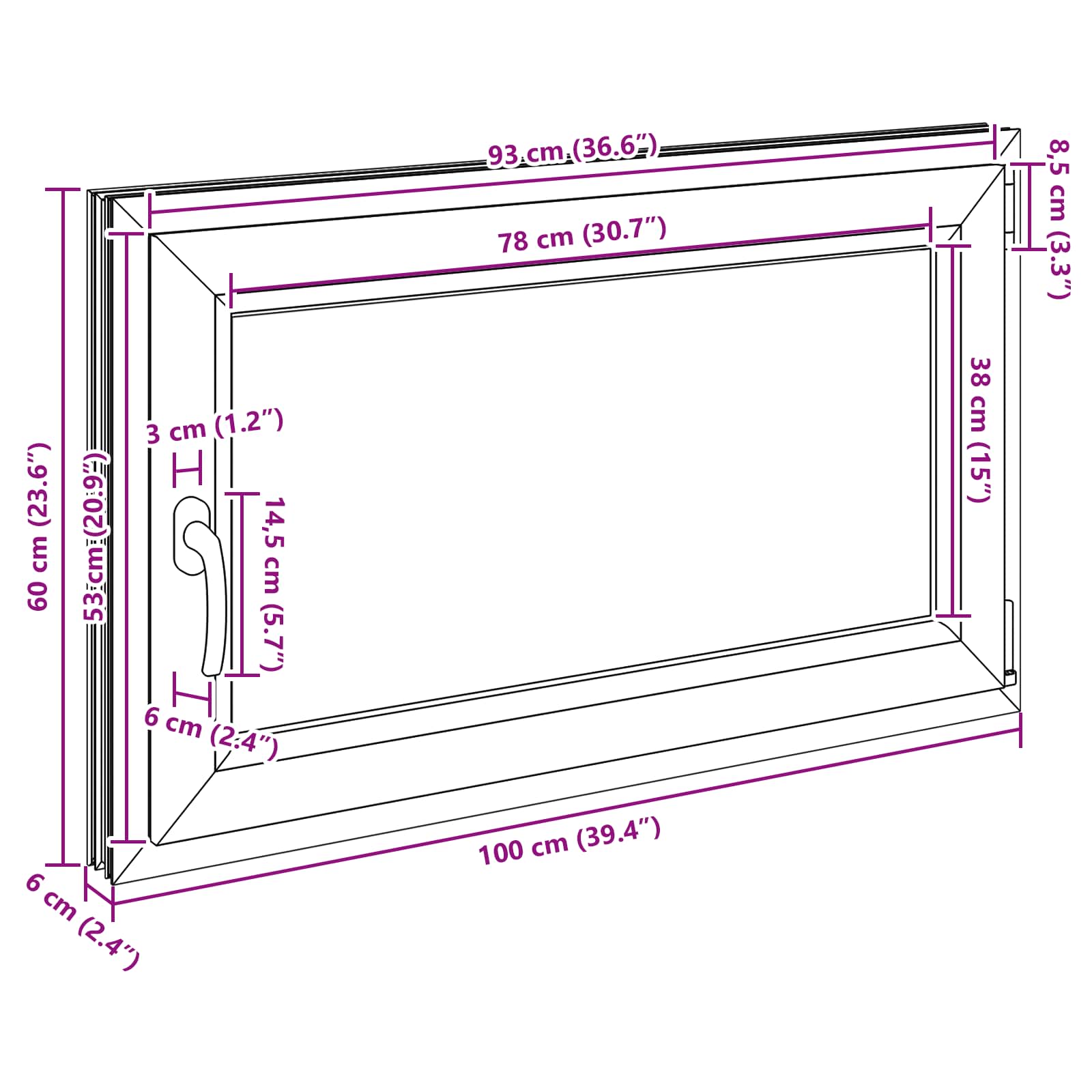 Kellerfenster RISOR 50 x 50 cm PVC und Glas Weiß