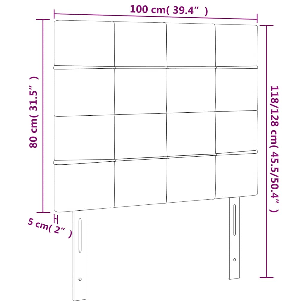 Kopfteil Hellgrau 80x5x118/128 cm Samt