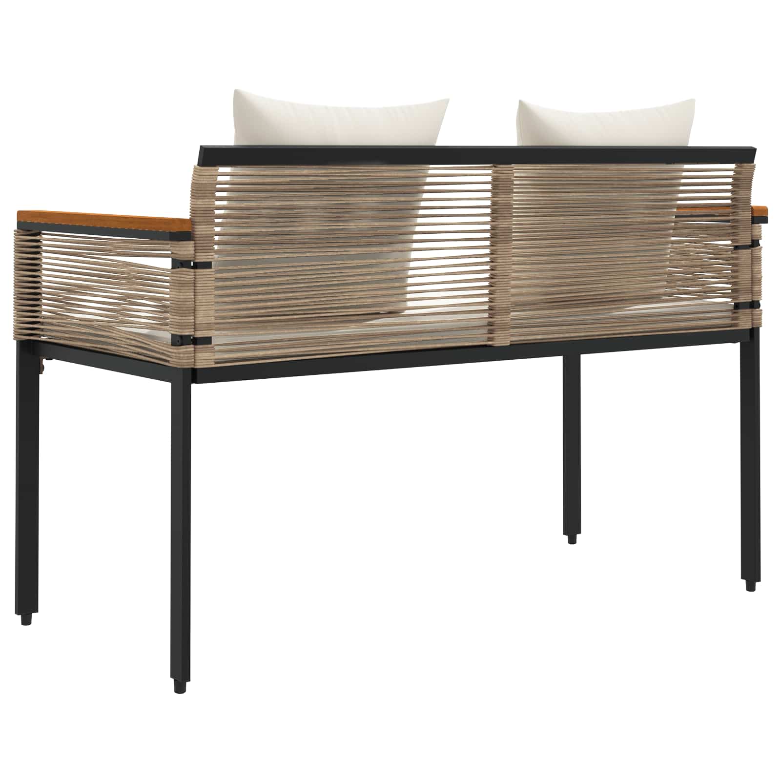 Bank Outdoor mit Kissen Schwarz 117 x 54 x 74,5 cm Poly-Rattan