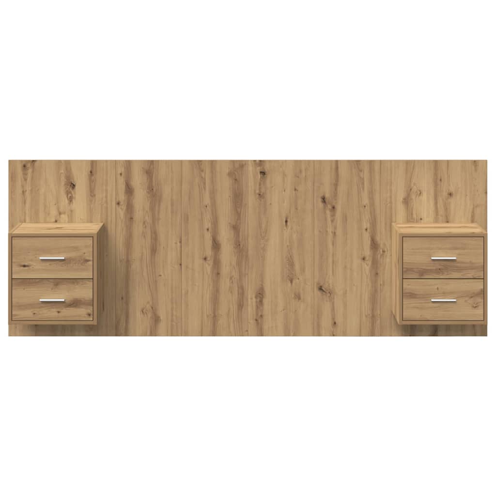 Kopfteil mit Nachttischen Weiß Holzwerkstoff