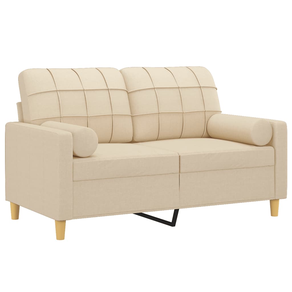 2-Sitzer-Sofa mit Zierkissen Braun 120 cm Stoff