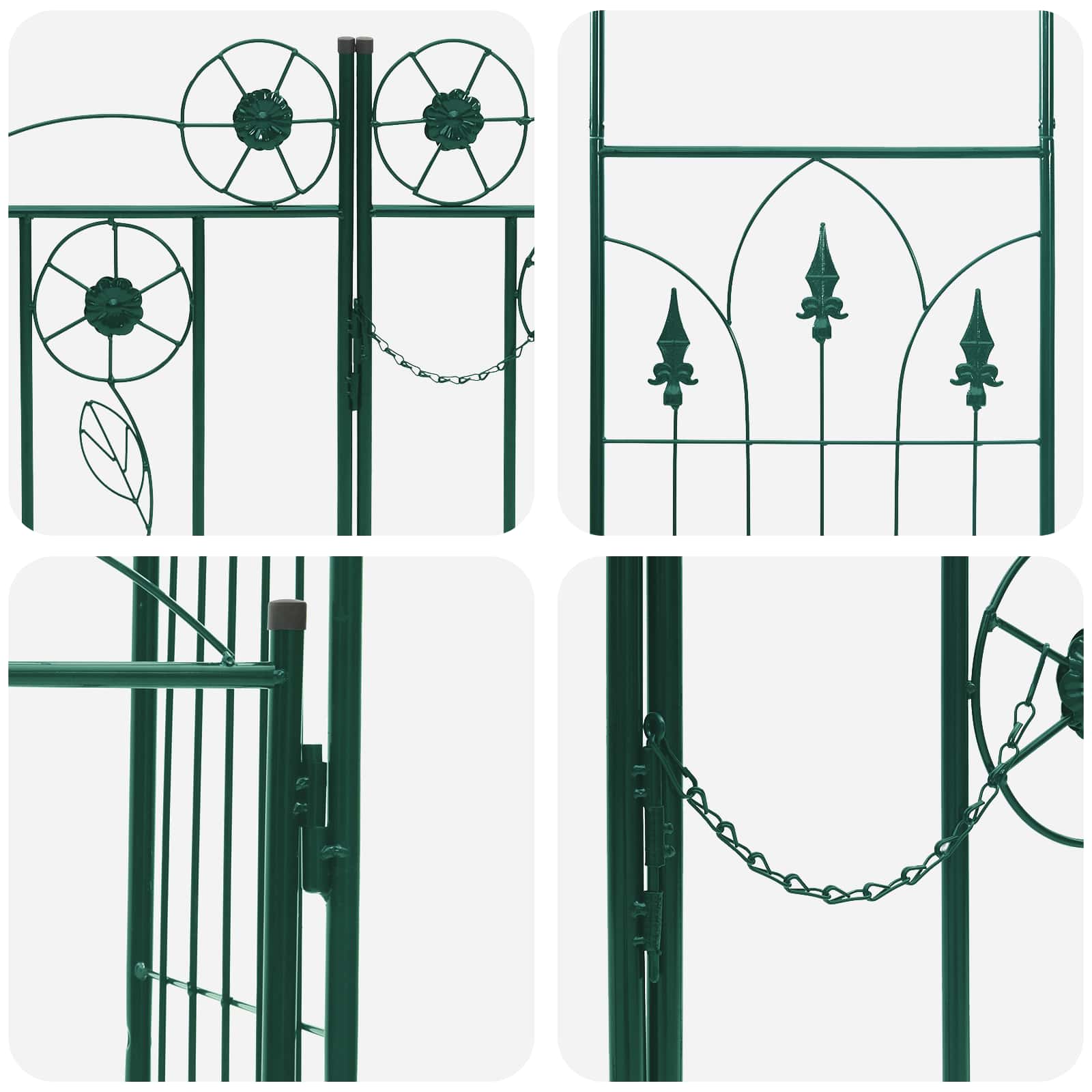 Gartenbogen mit Schloss Schwarz 102 x 50 x 218 cm