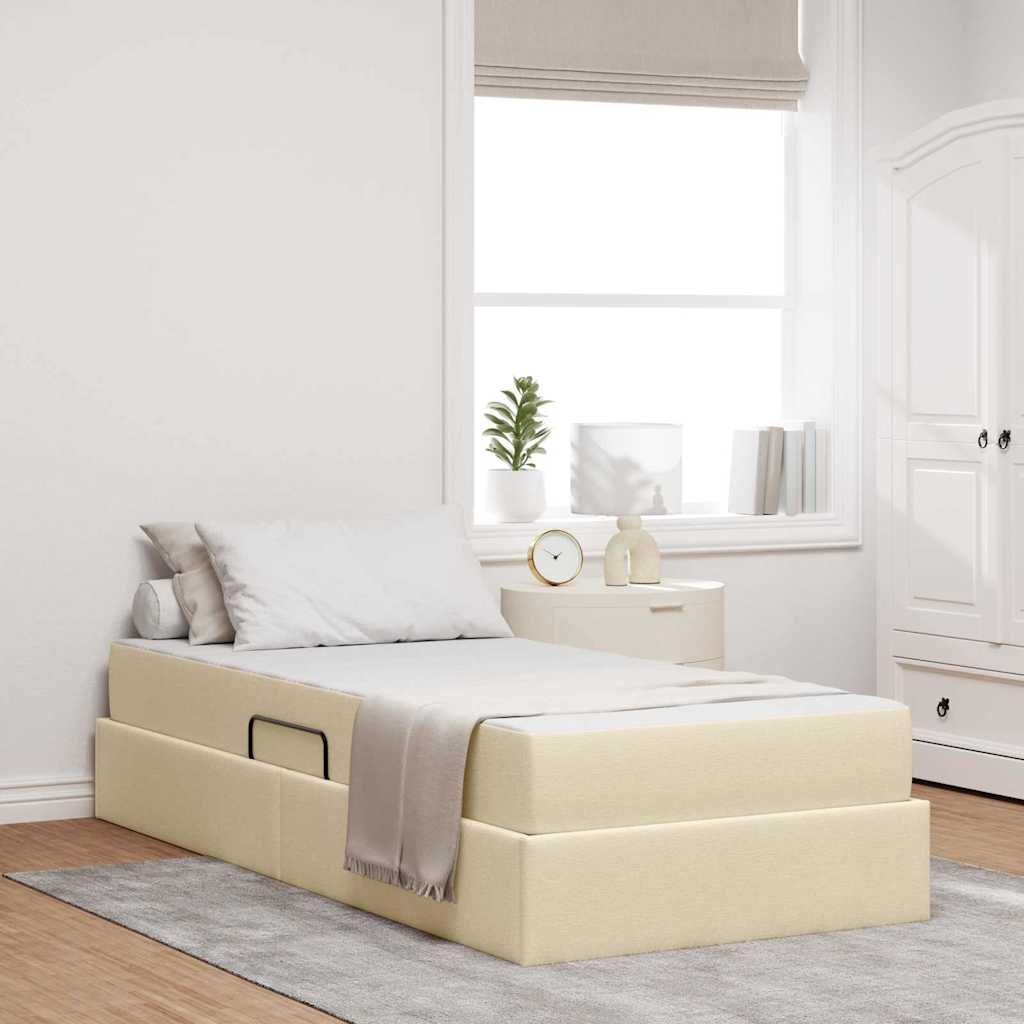 Aufbewahrungsbett mit Matratze Hellgrau 90 x 190 cm Polyester