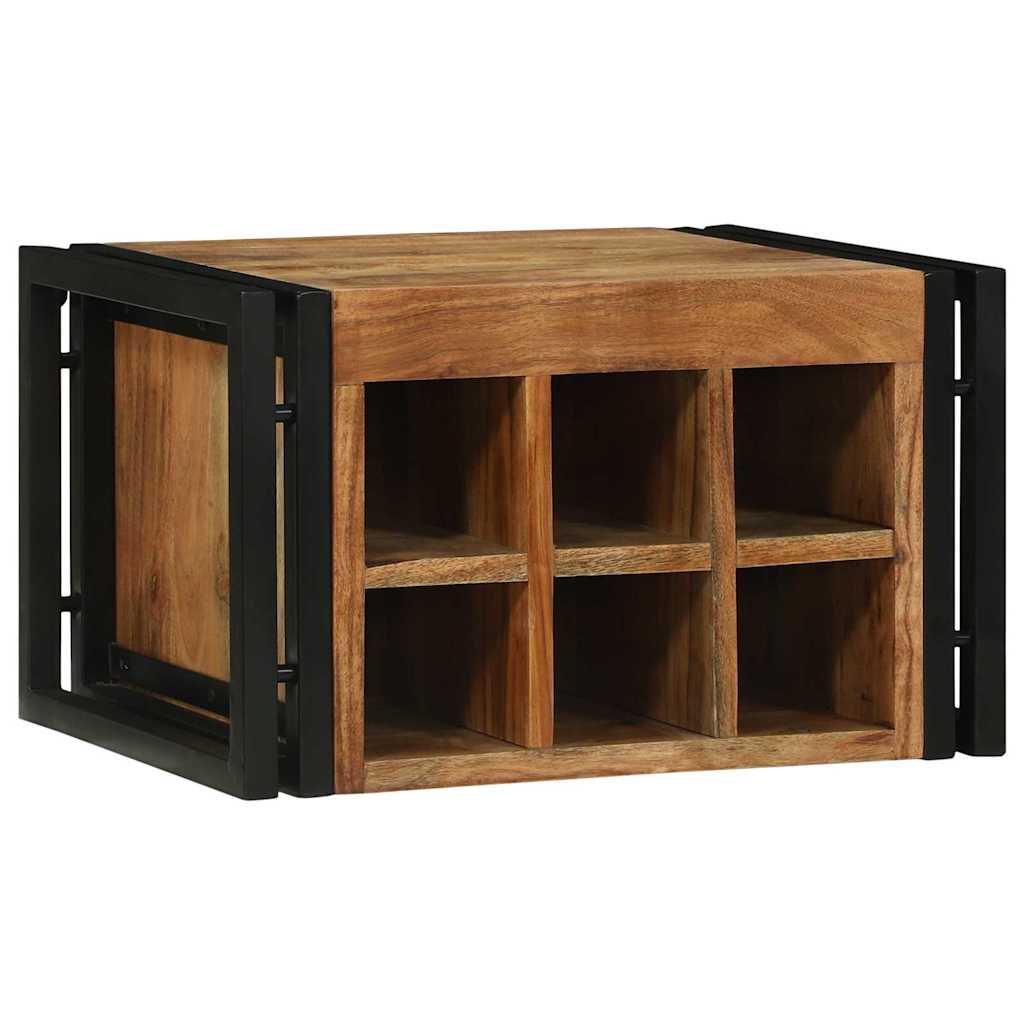 Weinregal Braun und Schwarz 35 x 35 x 39 cm Massivholz Mango