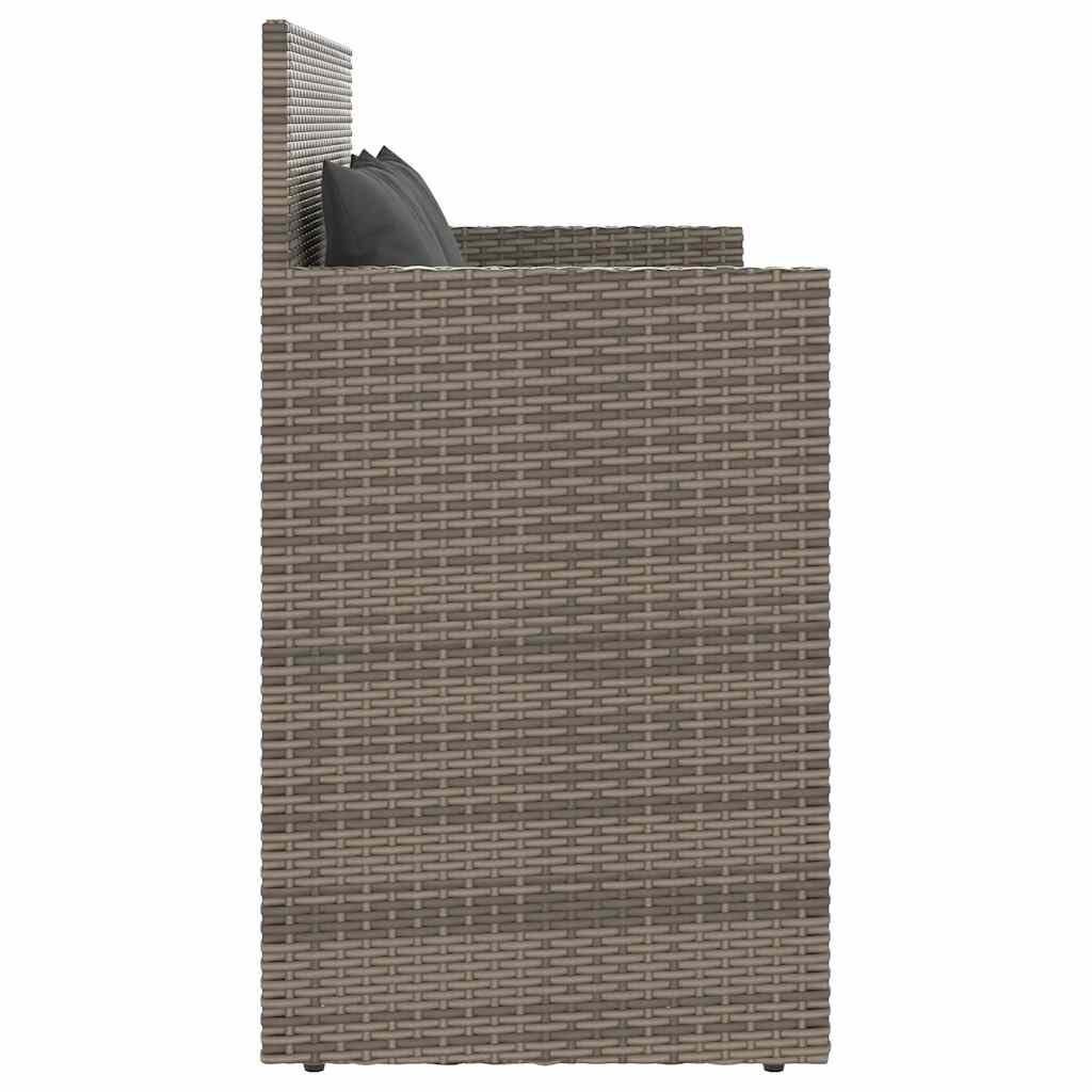 Gartenbank mit Kissen Schwarz Poly Rattan