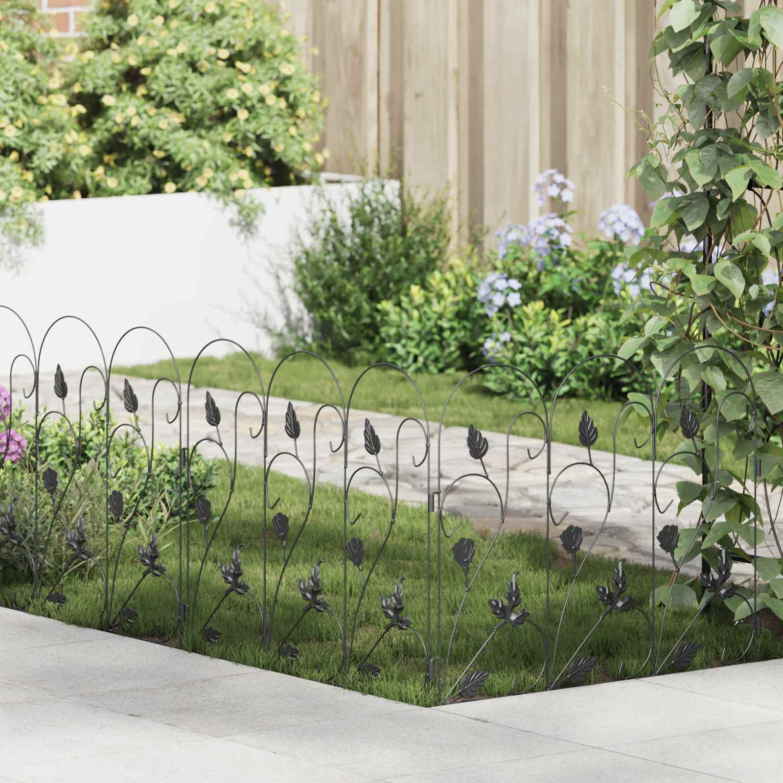 Gartenzaun 5 pcs Schwarz Stahl