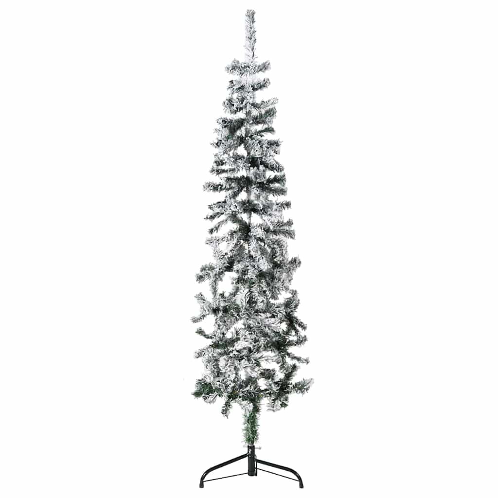 Künstlicher Halb-Weihnachtsbaum mit Ständer Schlank Weiß 180 cm