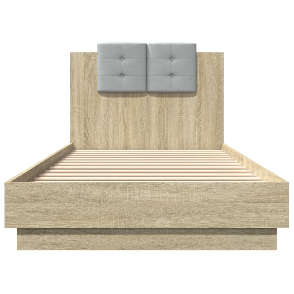 Bettgestell mit Kopfteil Grau Sonoma 180x200 cm Holzwerkstoff