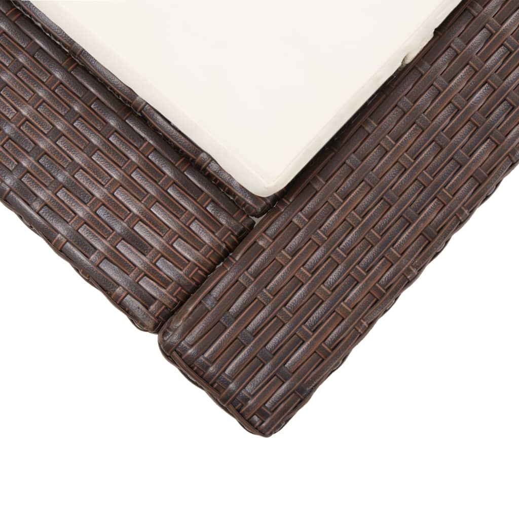 Sonnenliege mit Auflage Grau Poly Rattan